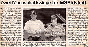 Zwei Meisterschaftssiege für MSF Idstedt